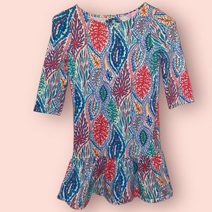 Lilly Pulitzer girl’s large (8-10) peplum drop waist coral dress